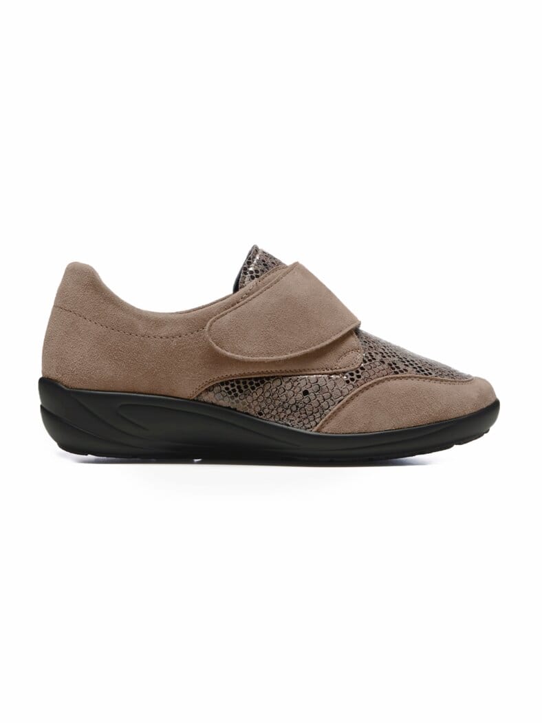Hallux-Klettslipper Extraweit Taupe