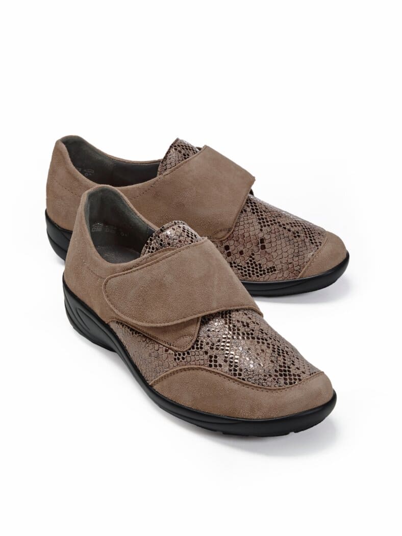 Hallux-Klettslipper Extraweit Taupe