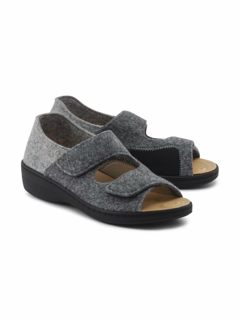 Hallux-Filz-Hausschuh Reflex Grau