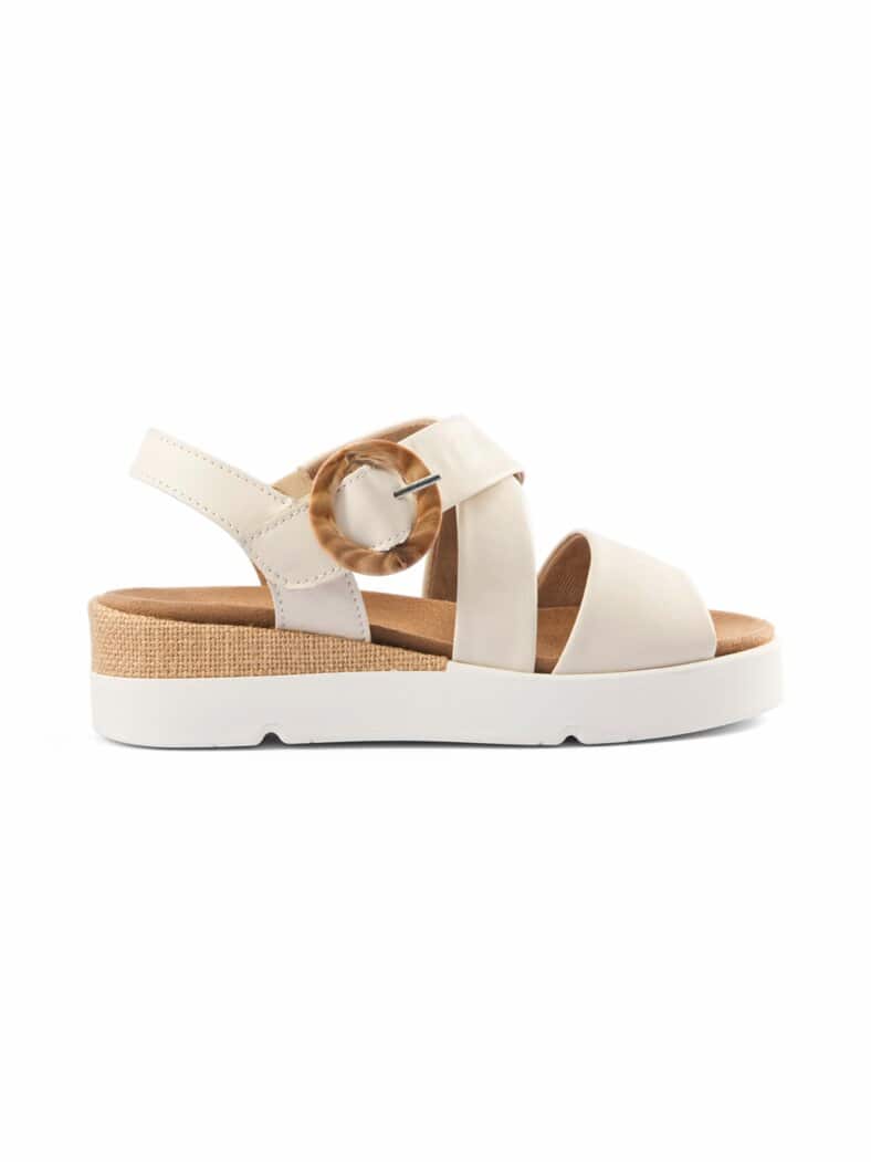 Hallux-Klettsandale Keilabsatz Beige