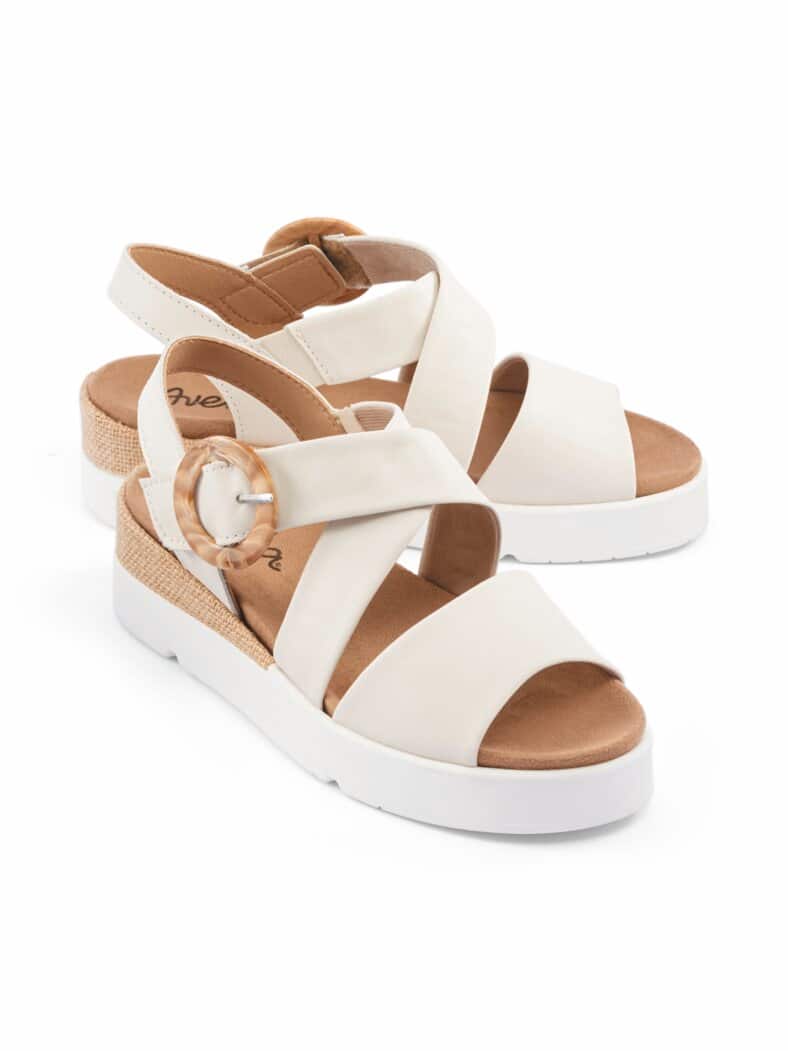 Hallux-Klettsandale Keilabsatz Beige