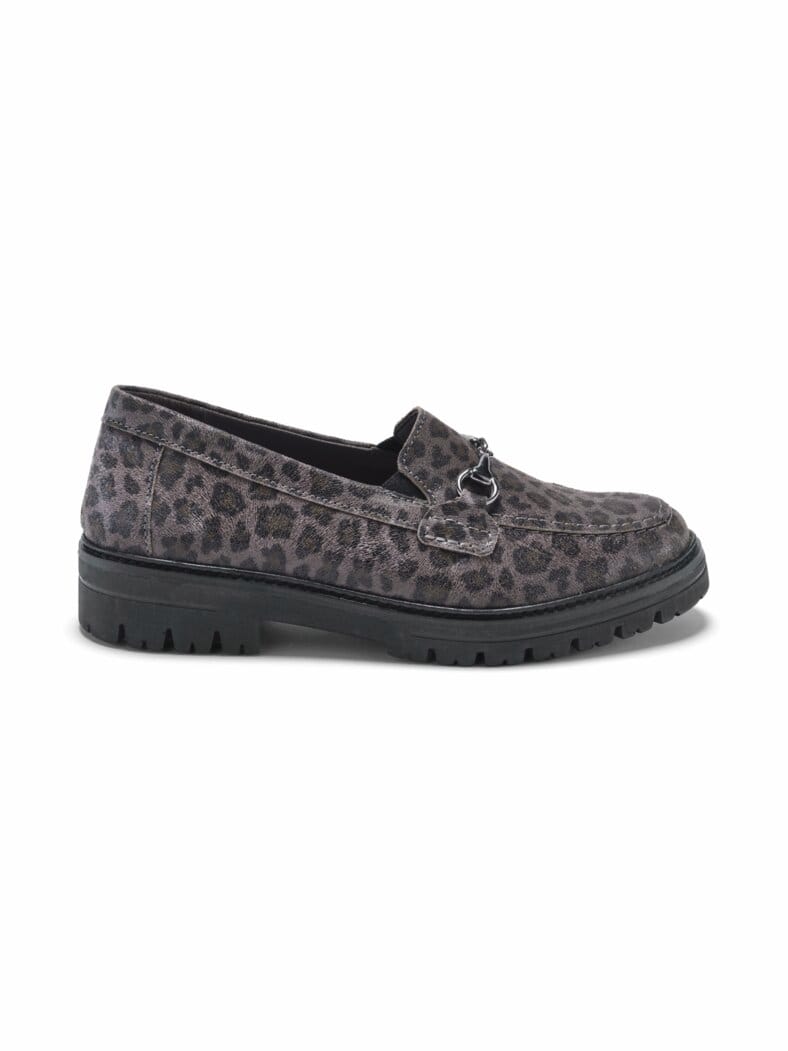 Hallux-Slipper Schrittsicher Leoprint Grau