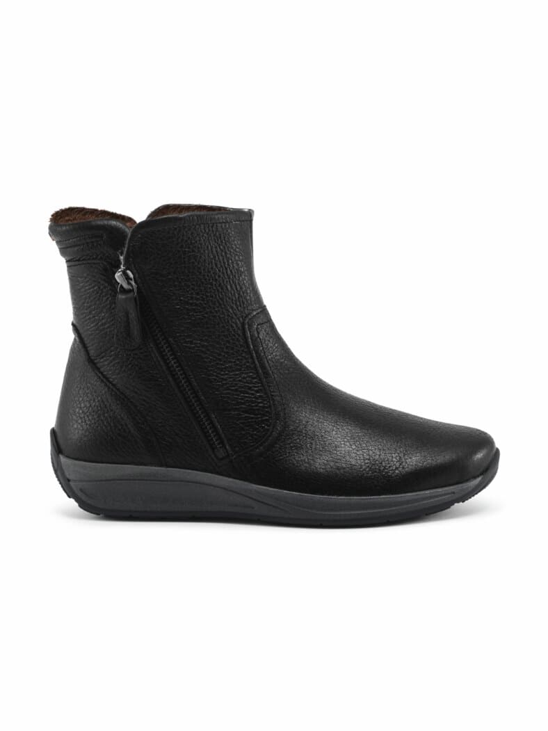 Hirschleder-Bootie Warmfutter Schwarz