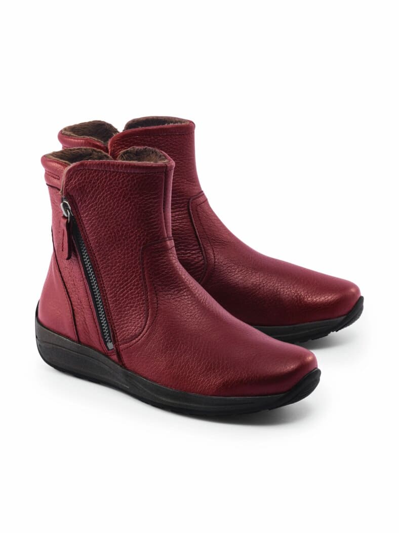 Hirschleder-Bootie Warmfutter Bordeaux