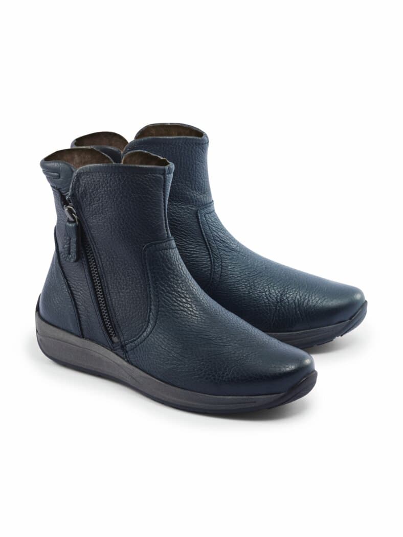 Hirschleder-Bootie Warmfutter Blau