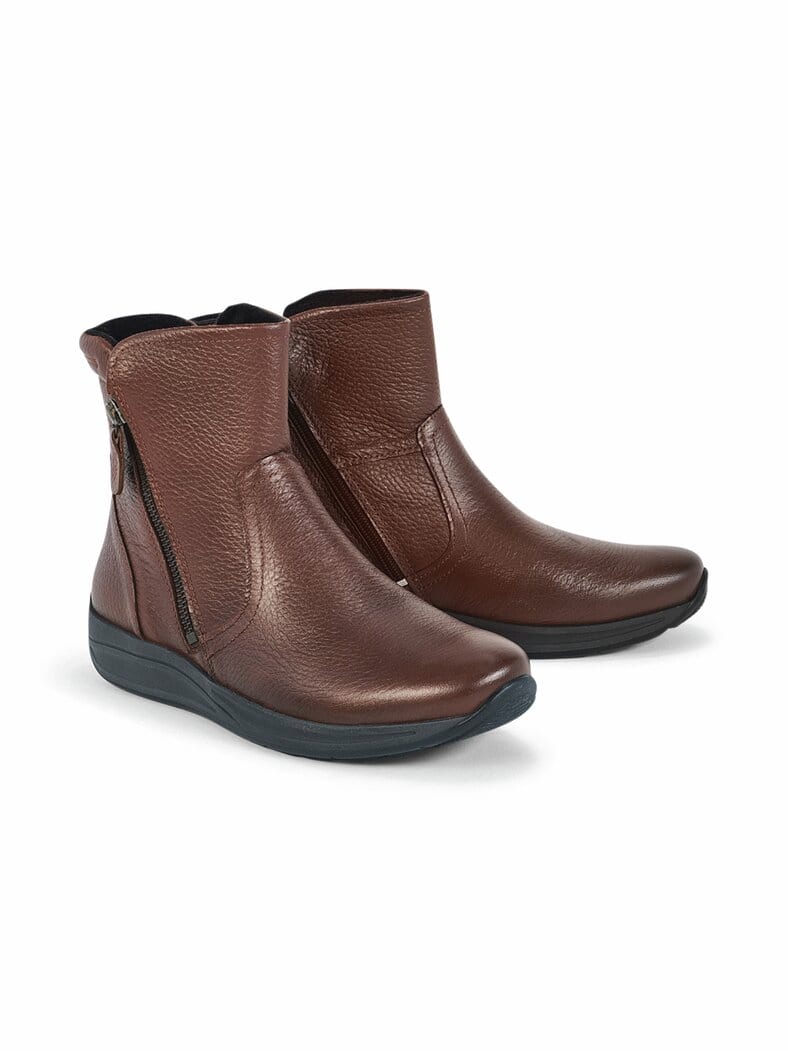 Hirschleder-Bootie Warmfutter Cognac