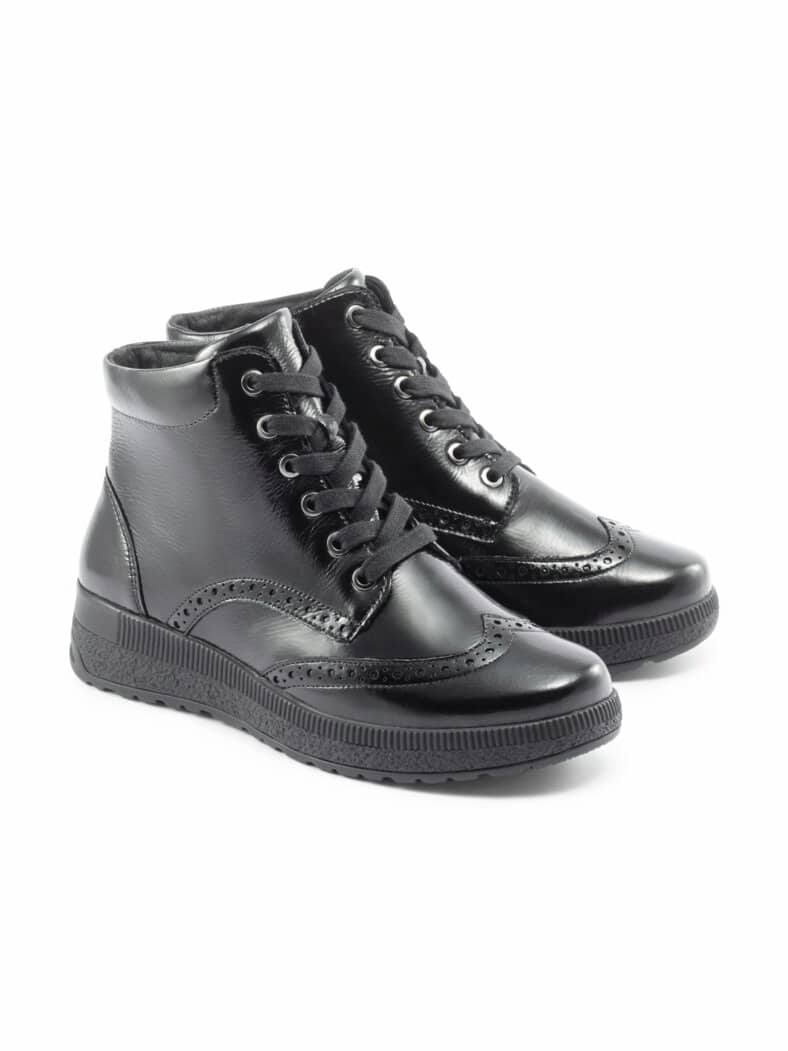 Hallux Warmfutter-Bootie Lupo Schwarz Lack
