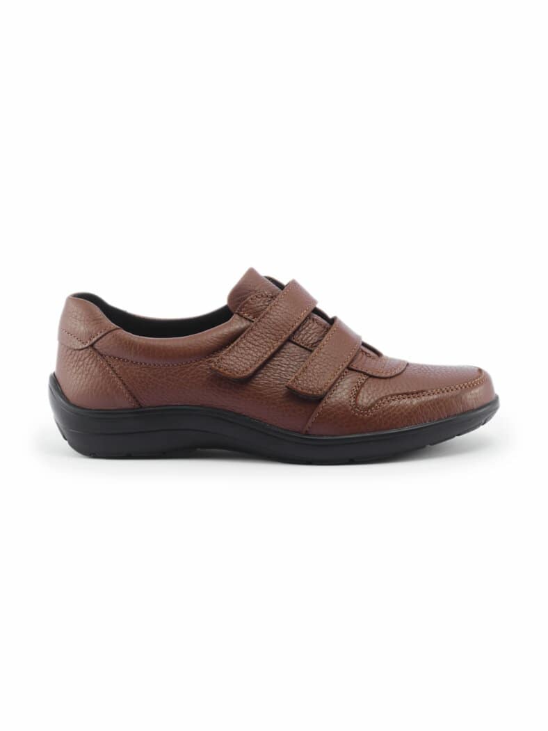 Hirschleder-Klettslipper Cognac