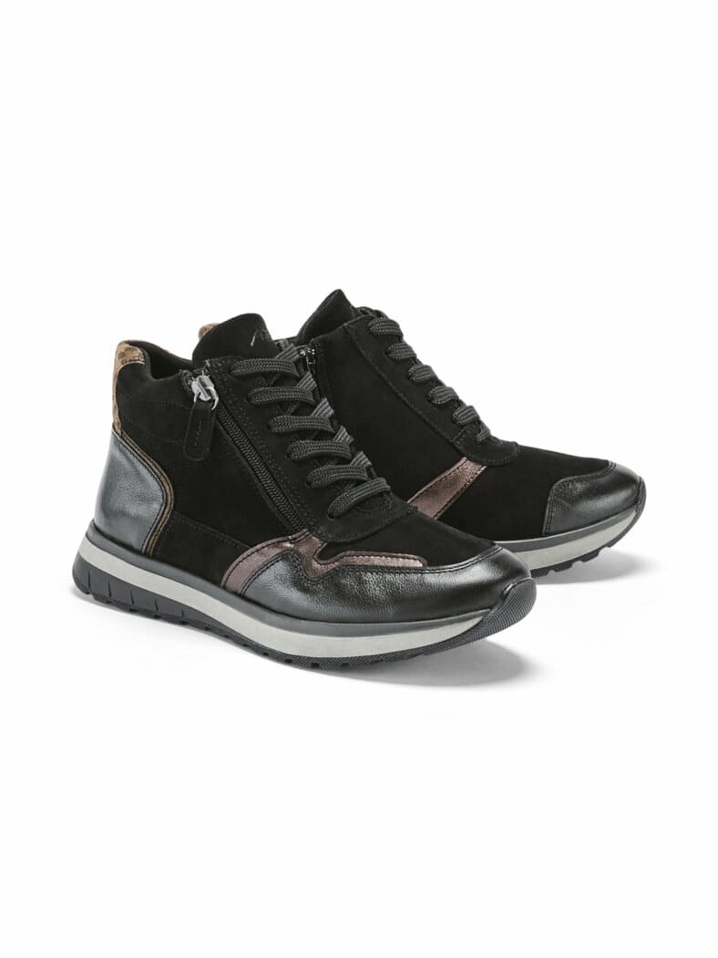 Hallux-Reißverschluss Bootie Schwarz-Bronze