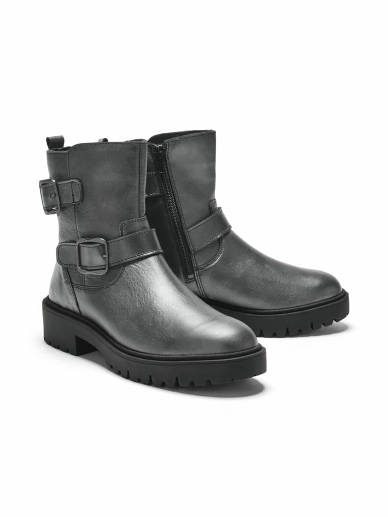 Hallux-Stiefelette Reißverschluss Silber Metalic