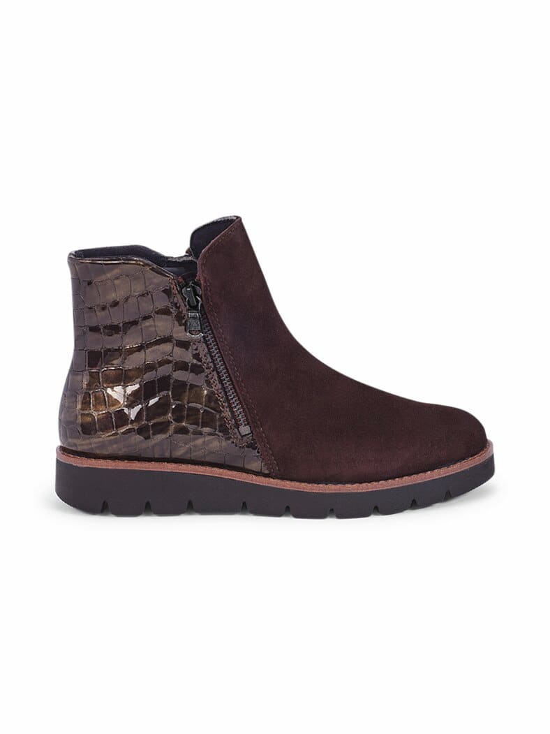 Hallux-Stiefelette Kroko Braun