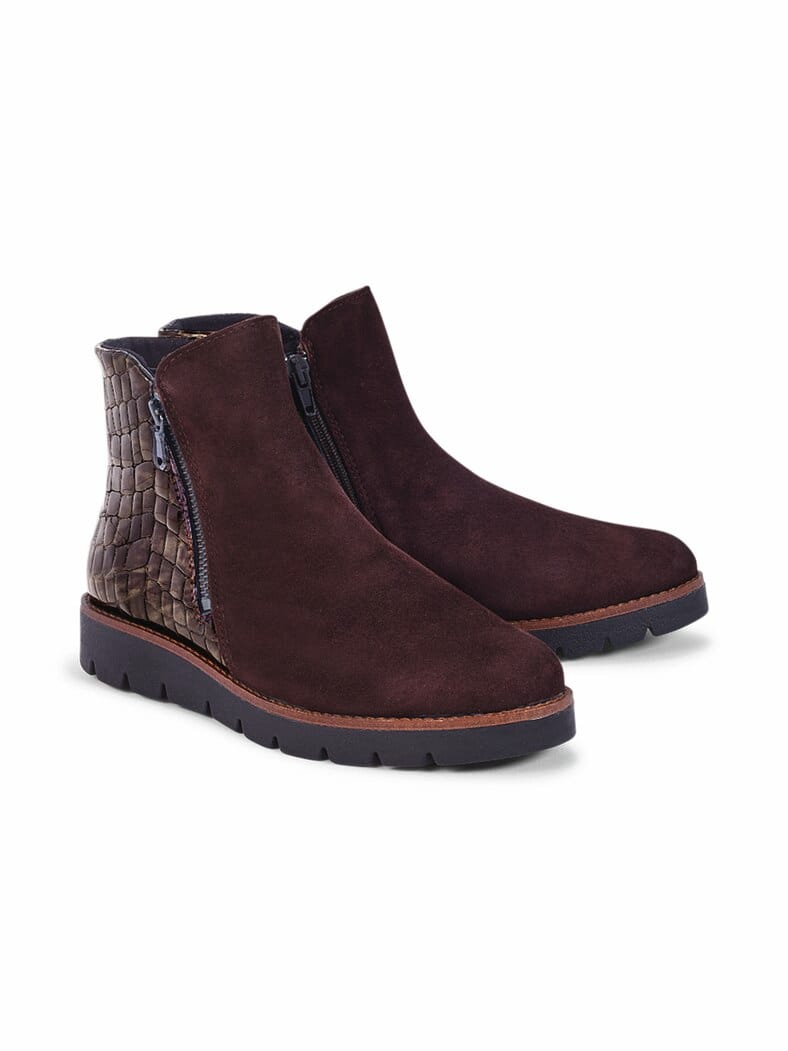 Hallux-Stiefelette Kroko Braun