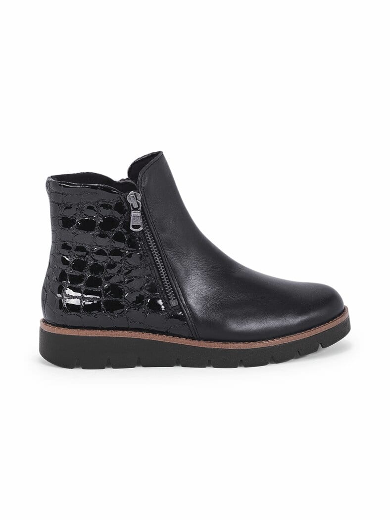 Hallux-Stiefelette Kroko Schwarz