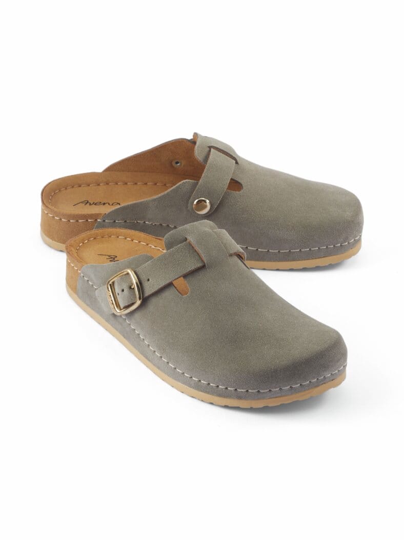 Naturform-Pantolette Memory-Foam Grau-Grün