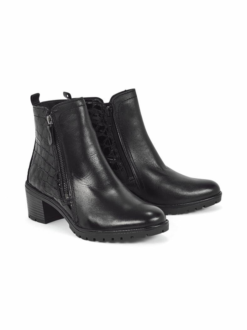 Hallux-Absatz-Stiefelette Kroko Schwarz