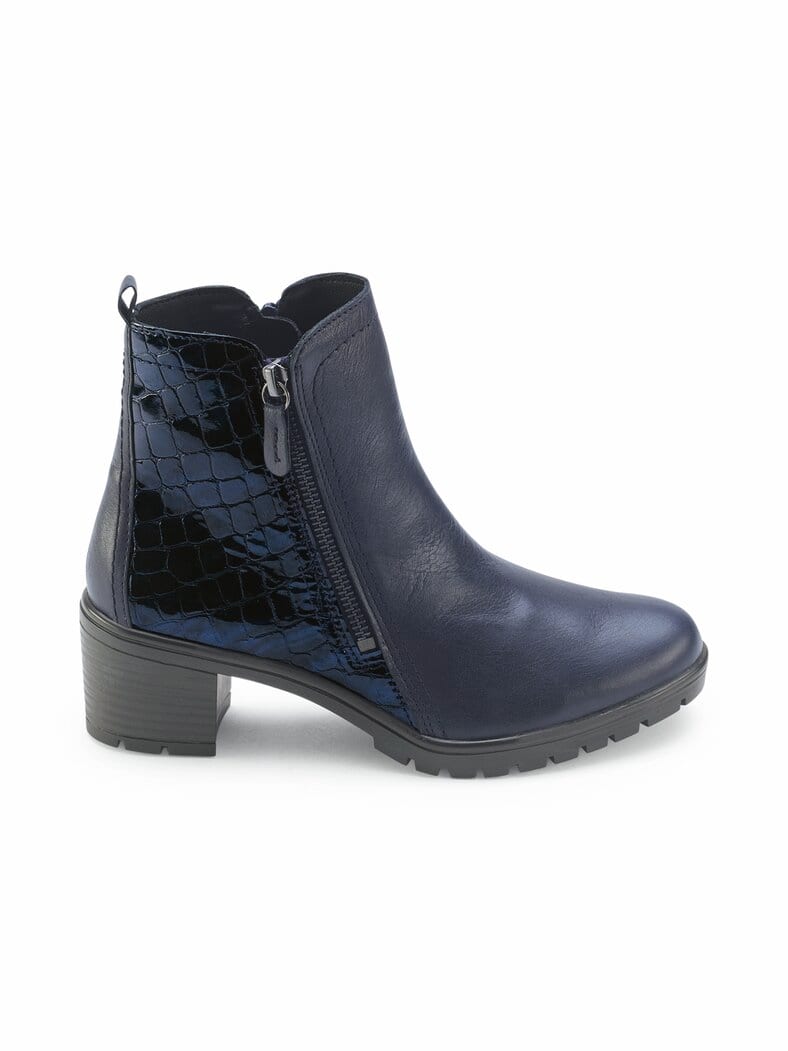 Hallux-Absatz-Stiefelette Kroko Blau