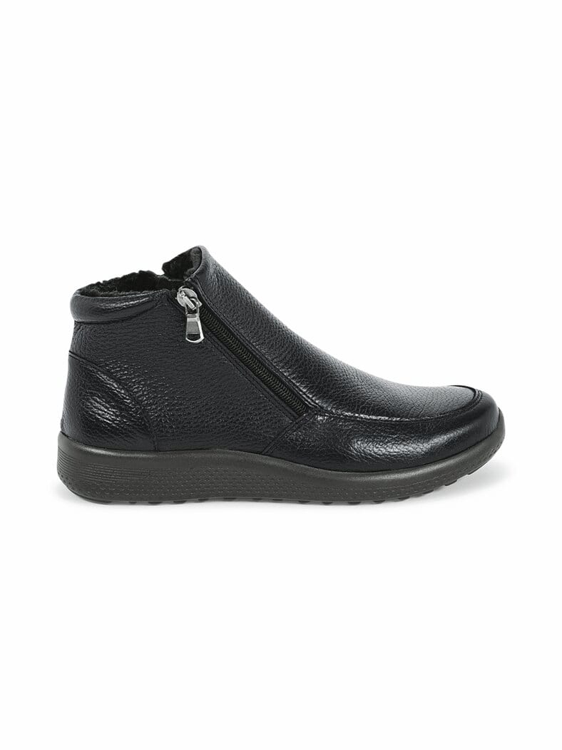 Hallux-Hirschleder-Stiefelette Schwarz
