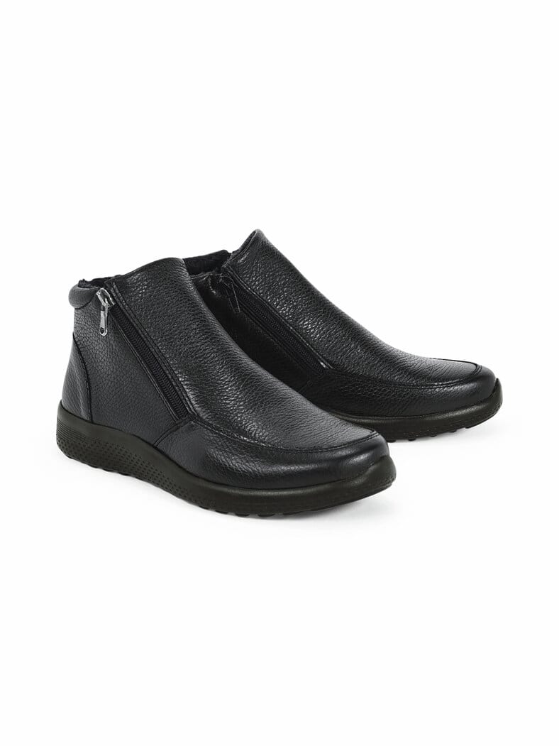 Hallux-Hirschleder-Stiefelette Schwarz