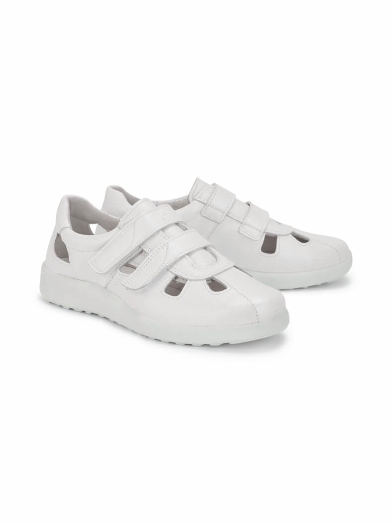 Hirschleder-Klettschuh Komfortweite Weiß