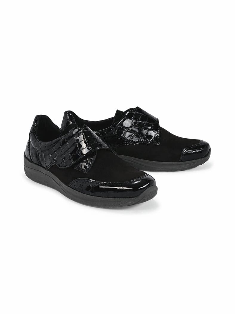 Hallux-Klettschuh Bequemsoft Schwarz-Kroko