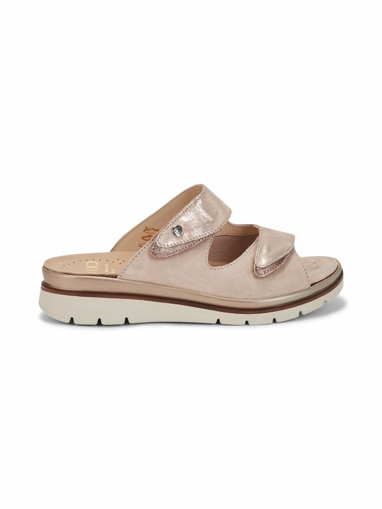 Fidelio-Hallux Klettpantolette Beige glänzend