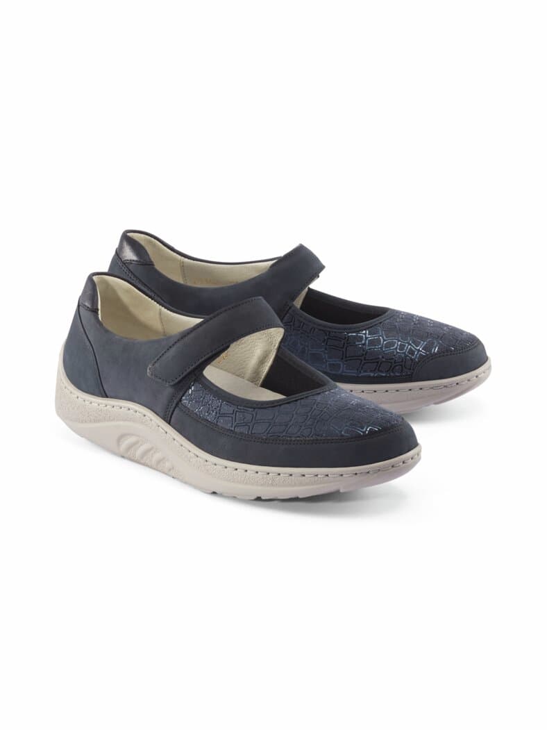 Rollsohlen-Hallux Klettballerina Marine