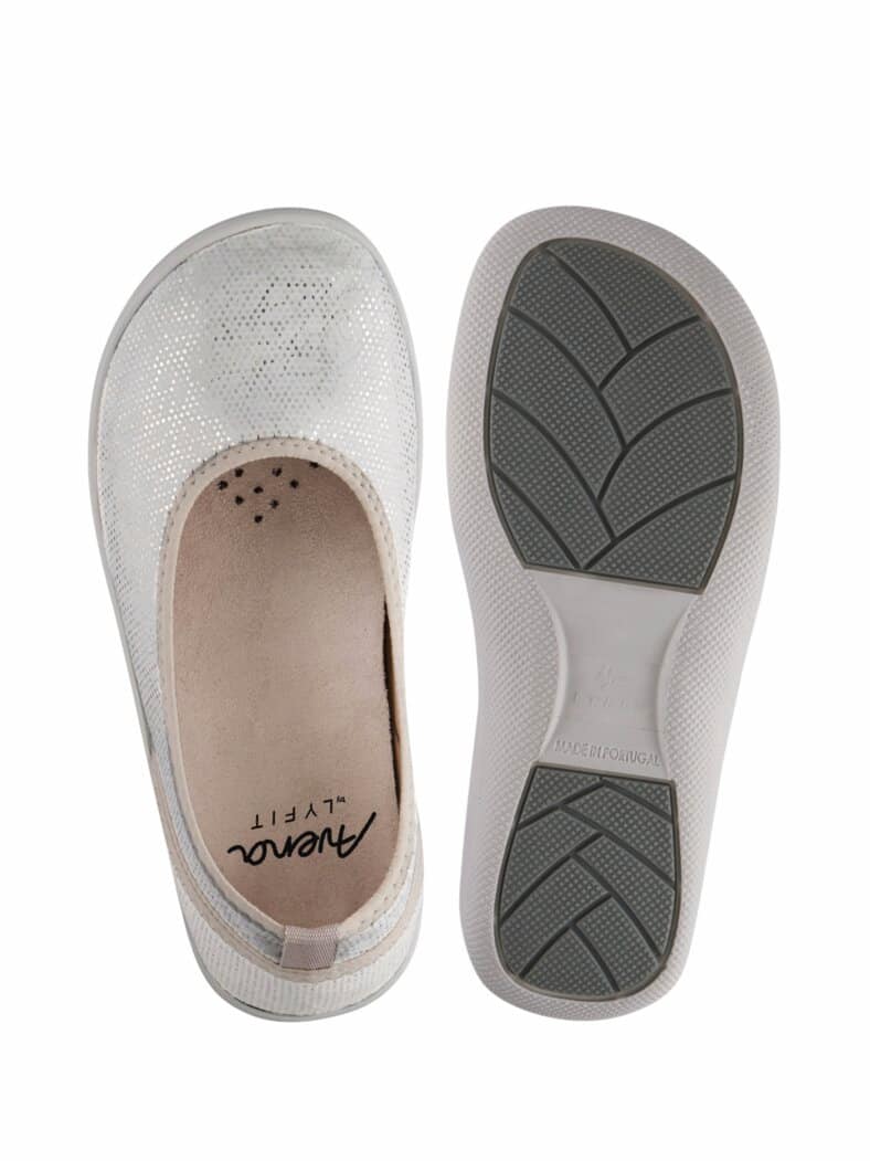 Hallux-Softslipper Naturform Weiß-Silber