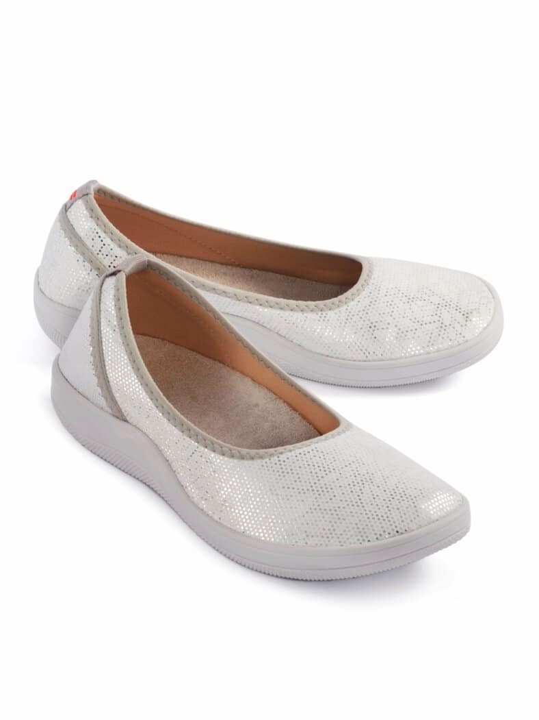 Hallux-Softslipper Naturform Weiß-Silber