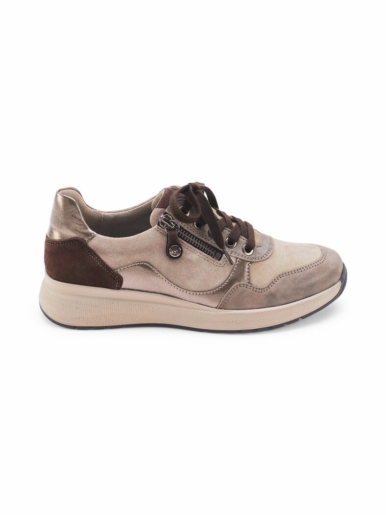 Hallux-Schnürer Reißverschluss Beige-Multicolo