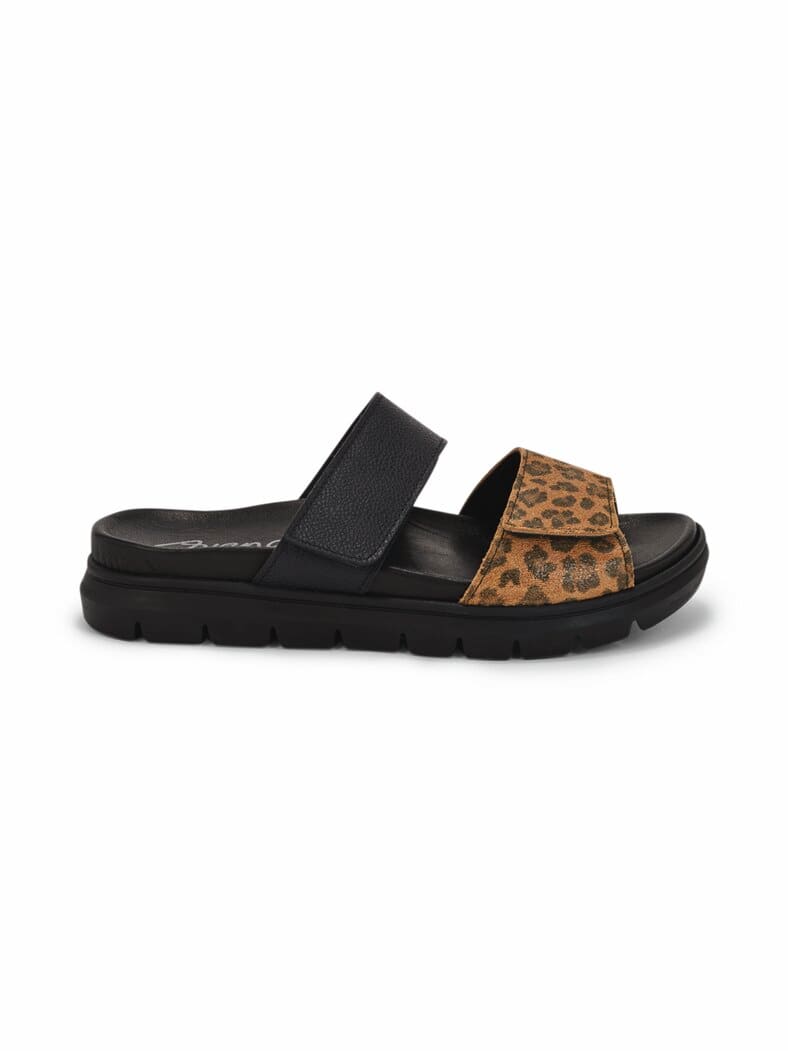 Hallux-Klett Pantolette Exotik Schwarz-Braun