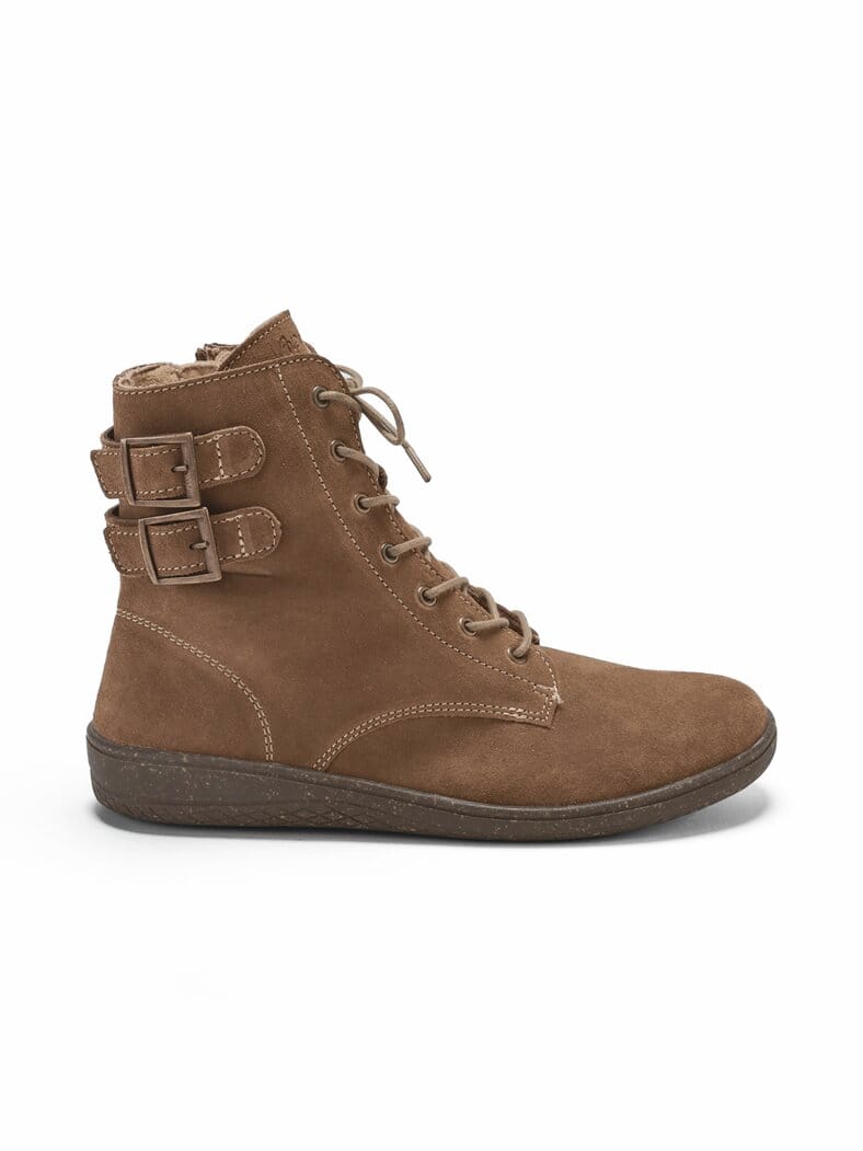 Schnürstiefelette-Naturform Dunkelbeige