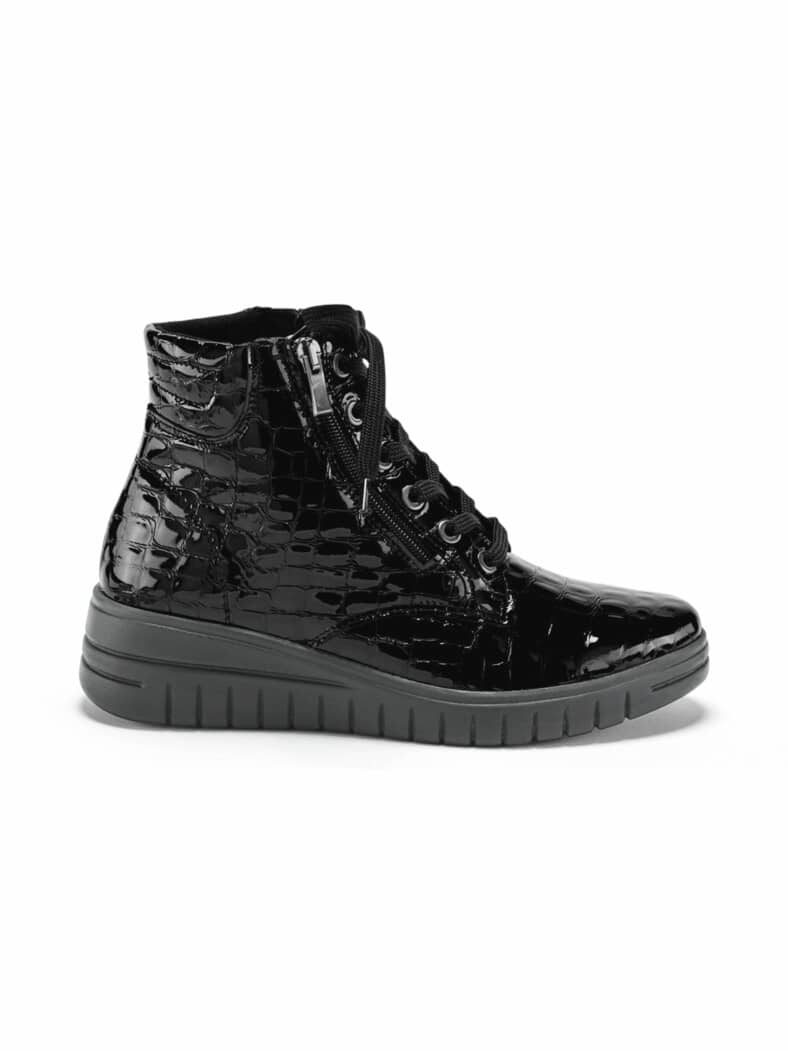 Schnürstiefelette Luftpolster Schwarz