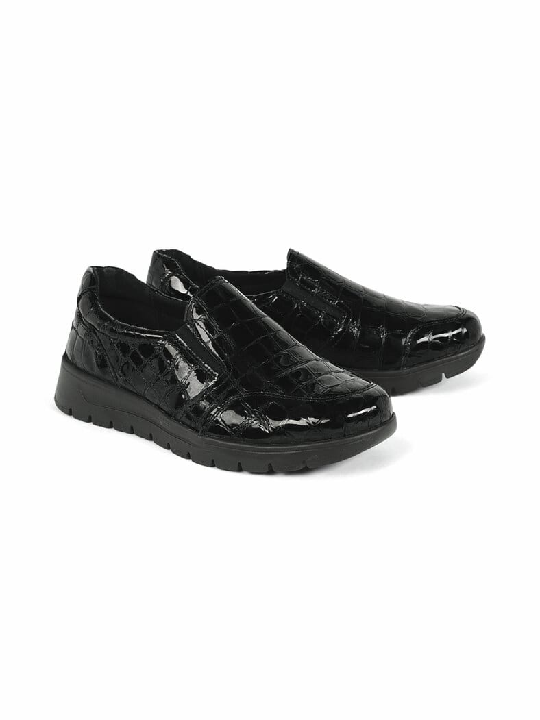 Hallux-Slipper Extraweit Schwarz-Kroko