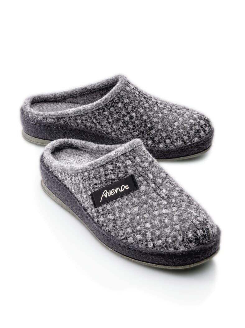 Wollfilz-Pantolette Grau gepunktet