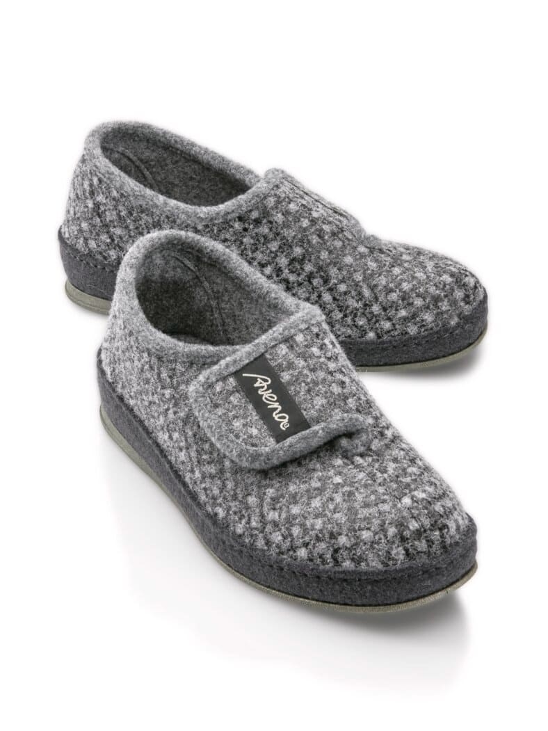 Wollfilz-Klettslipper Grau gepunktet