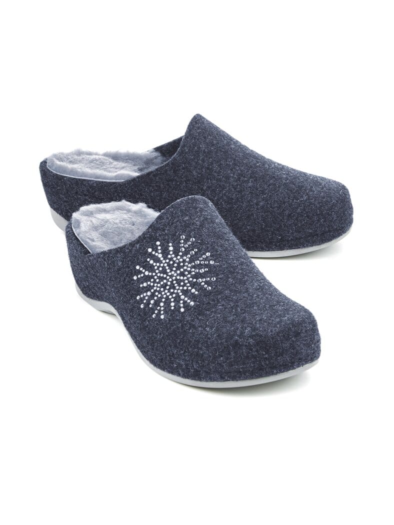 Lammfell-Pantolette Rückenfit Marine