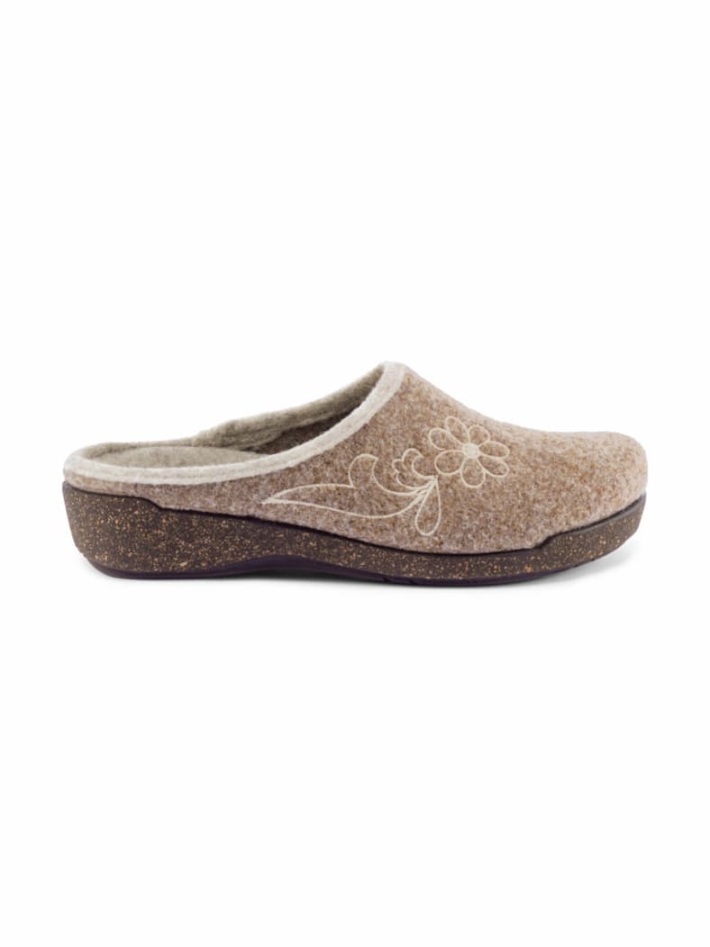 Federleicht-Filz-Pantolette Beige