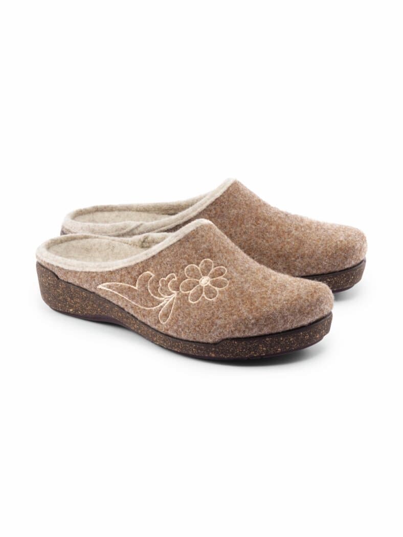 Federleicht-Filz-Pantolette Beige