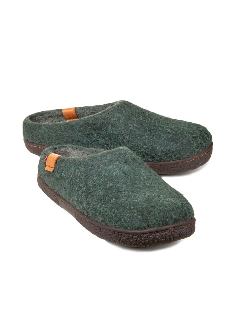 Woll-Pantolette Naturkomfort Oliv