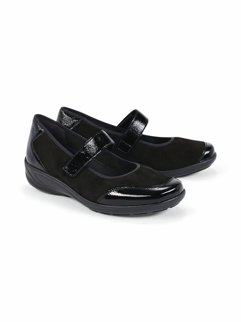 Hallux-Klettballerina Extra-Weite Schwarz
