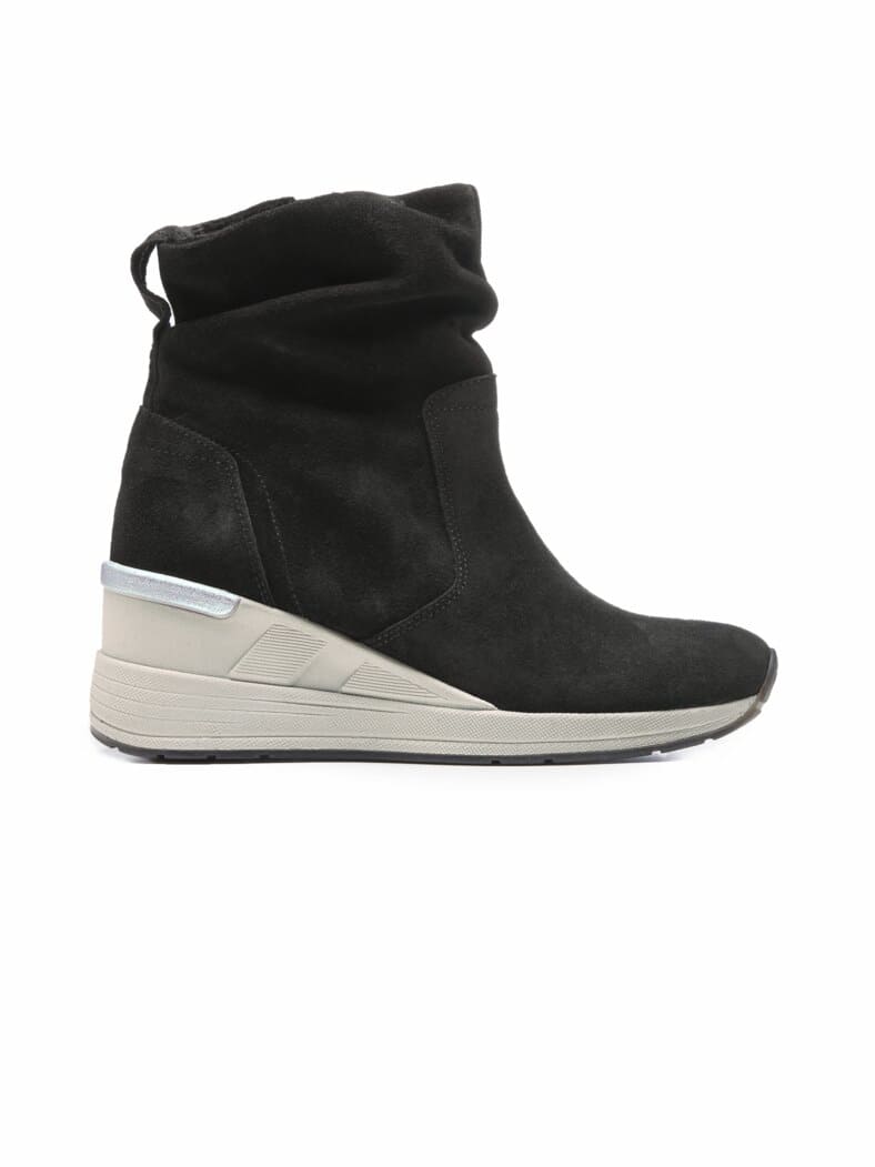 Reißverschluss-Boot Keilabsatz Schwarz