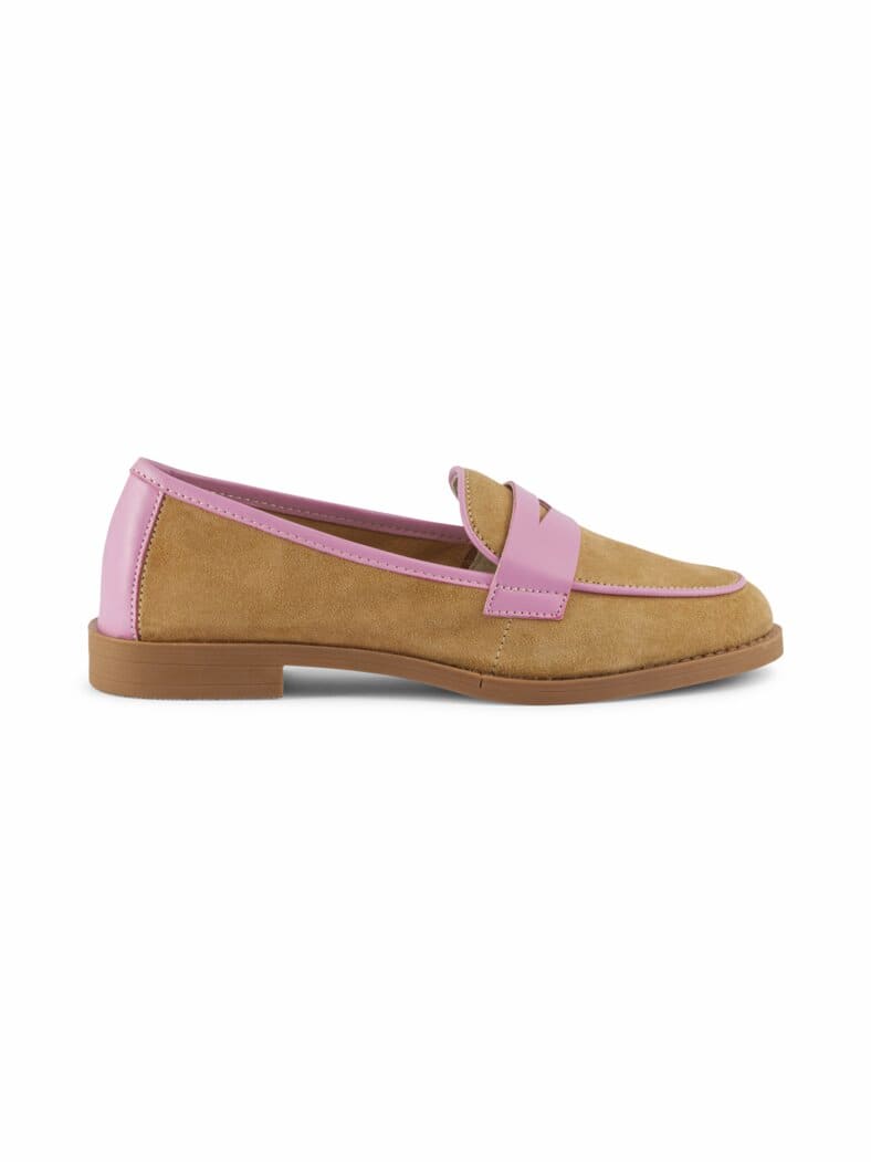 Hallux Edelkomfort-Loafer Cognac-Rosa