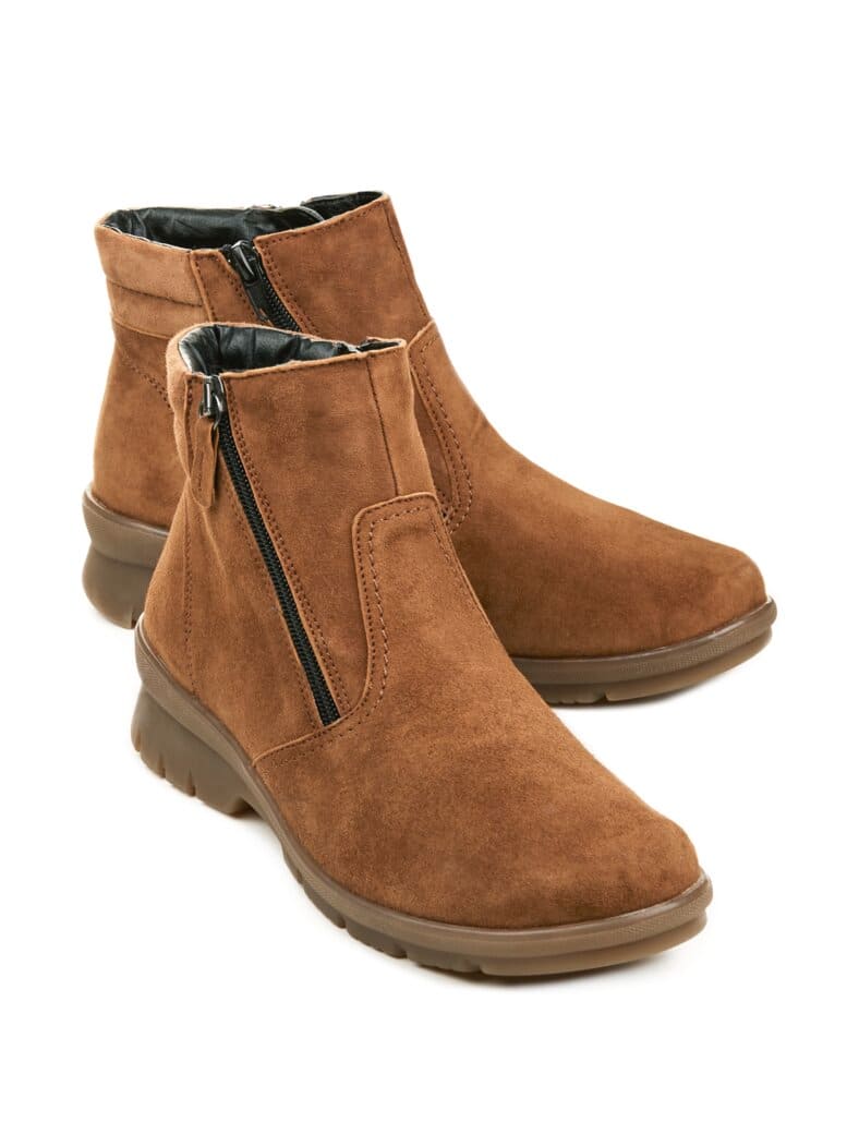 Hallux-Reißverschluss-Bootie Cognac