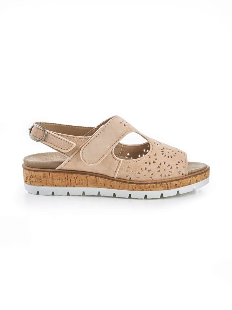 Hallux Velours-Sandalenschuh Beige