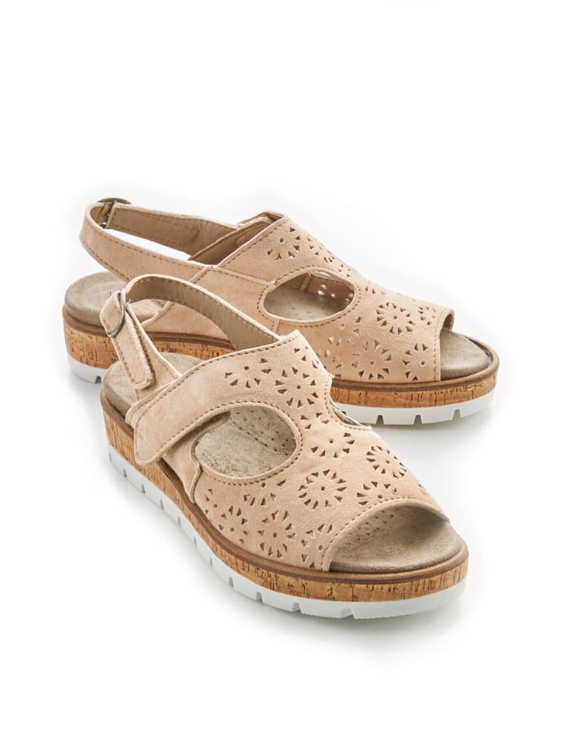 Hallux Velours-Sandalenschuh Beige