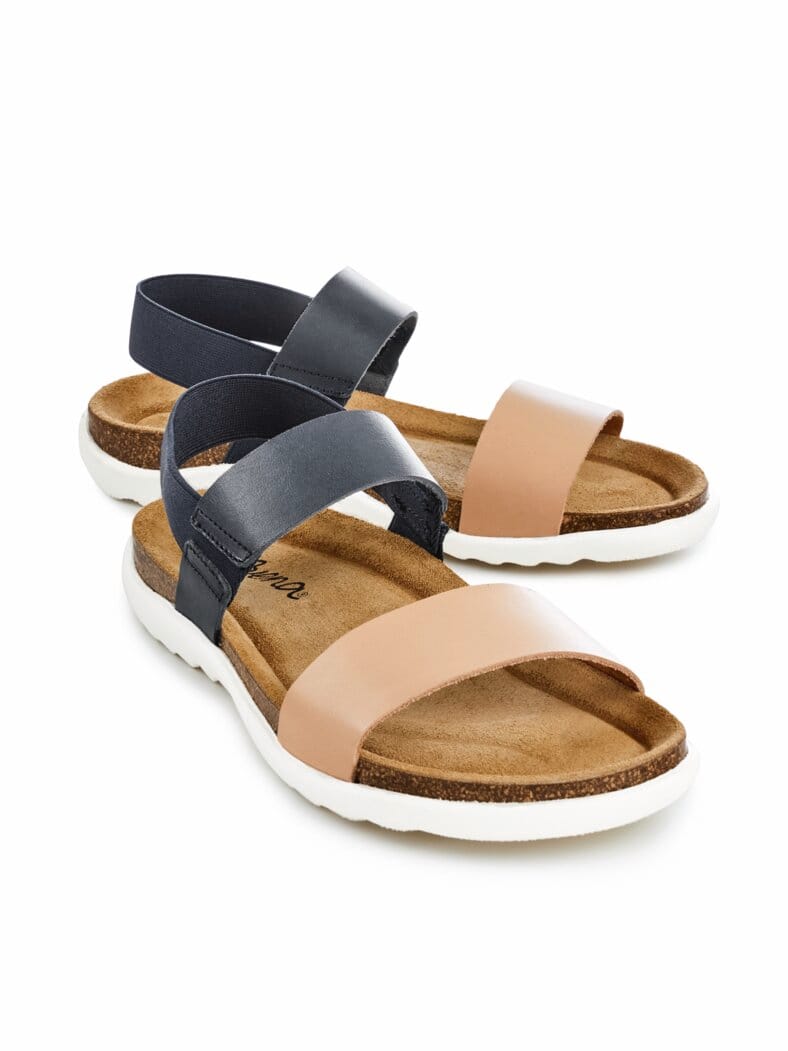 Kork-Sandale Zehenfreiheit Beige-Blau