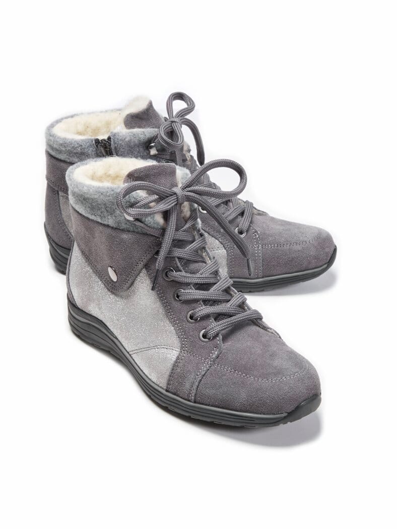 Reißverschluss-Bootie Extrawarm Grau metallic