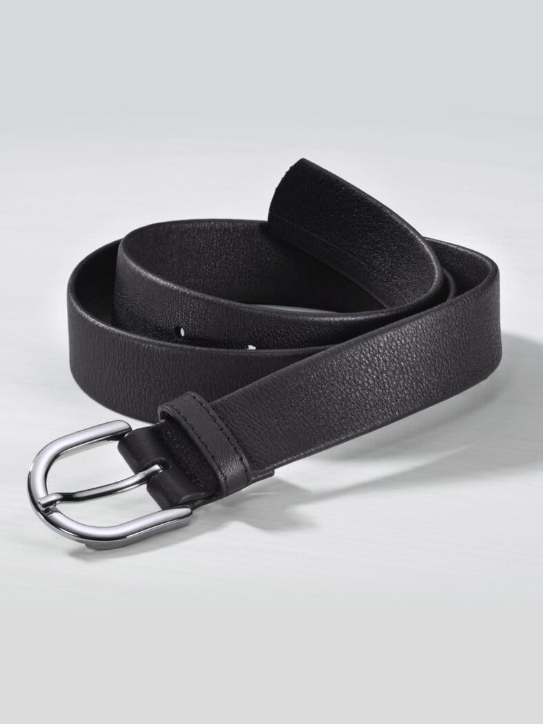 Leder-Dehngürtel Schwarz