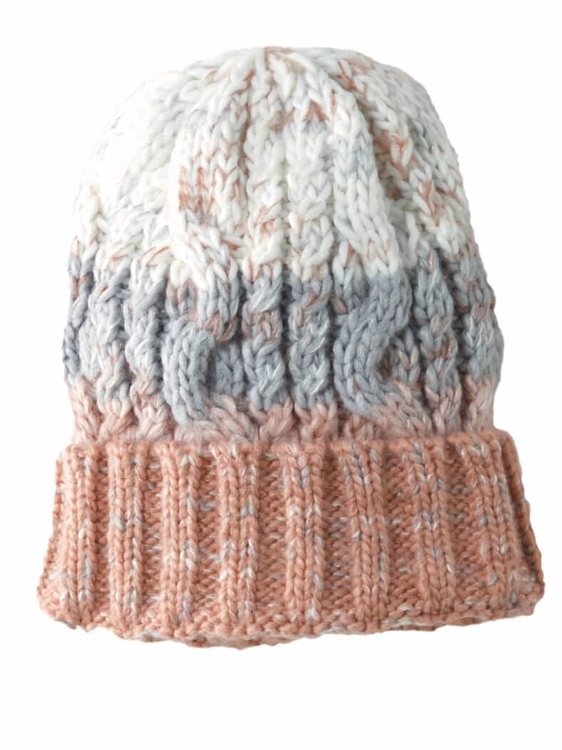 Strickmütze Zopfmuster Rosé