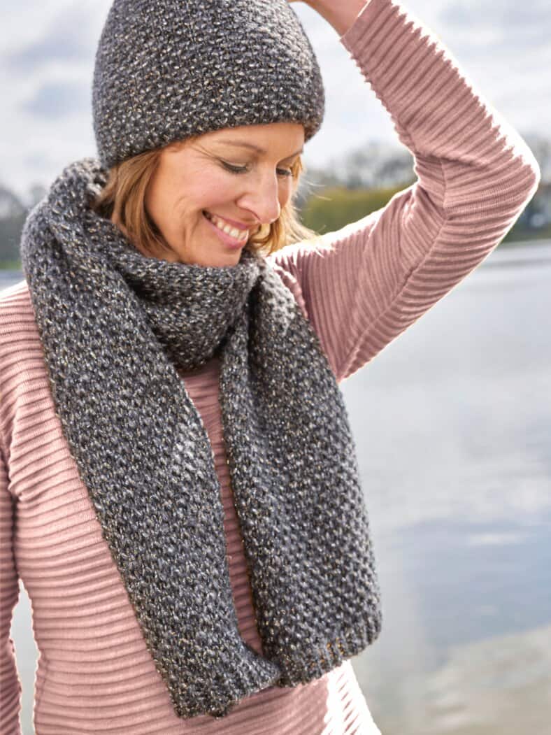 Strickschal Shiny Dunkelgrau